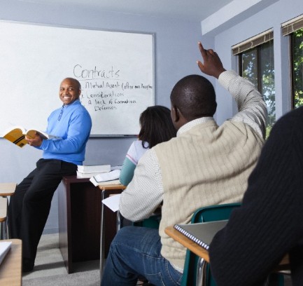 teacher laughing